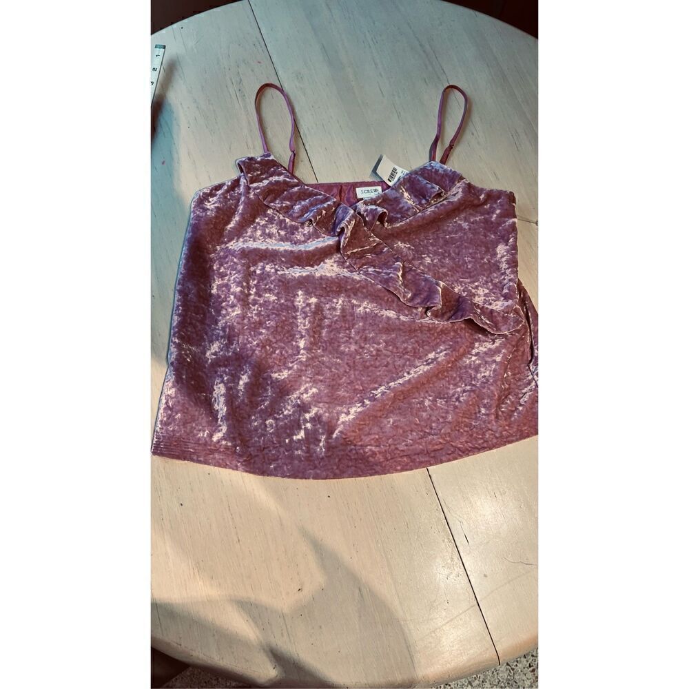 J CREW CRUSHED VELVET MAUVE TANK TOP HALTER TOP SZ M NEW